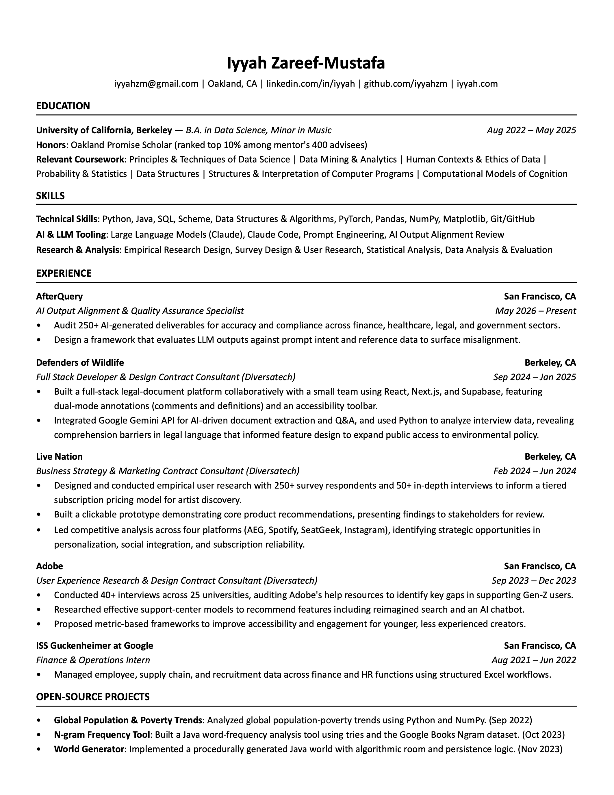 Iyyah Zareef-Mustafa Resume